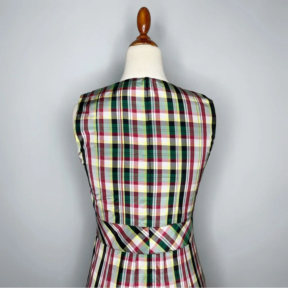 NWT BURBERRY Aria Achni Pleat Detail Check Midi Dress Size 38 US 4 - Picture 7 of 16